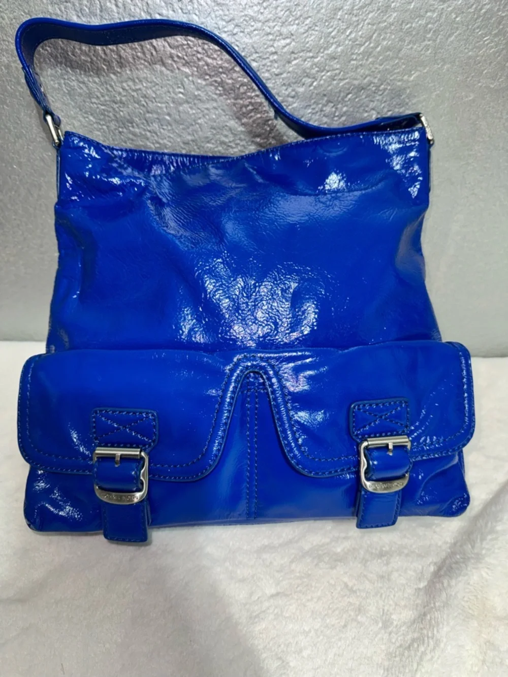 Patent Leather Shoulder Bag in Cobalt Blue - Picture 9 of 17